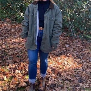 Woolrich Green fleece lined Jacket with Velvet Collar